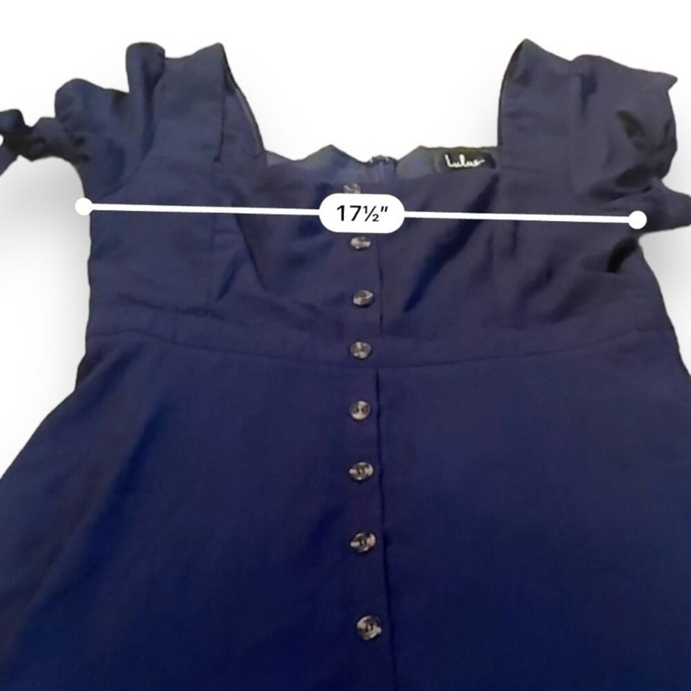 Lulus Chances Are Navy Blue Short Sleeve Button-Front Skater Dress Sz XL - Picture 9 of 12